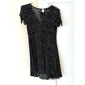 Women’s short black polka dot dress